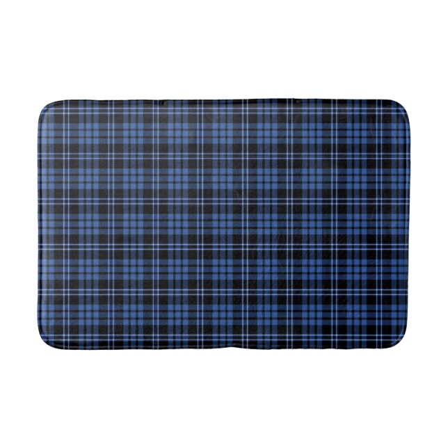 Tapete De Banheiro Padrão Clássico de Xadrez do Tartan Azul (Frente)