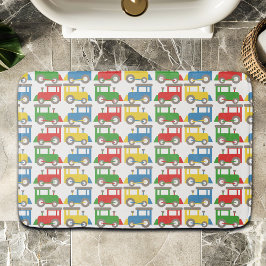 Tapete De Banheiro Padrão Colorido de Pequenos Comboios