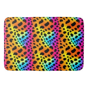Tapete De Banheiro Padrão Colorido do Arco-Íris Cheetah Sem Costura