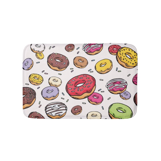 Tapete De Banheiro Padrão contínuo de Donuts (frente)