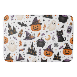 Tapete De Banheiro Padrão contínuo de Halloween fofo com gatos pretos