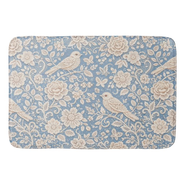 Tapete De Banheiro Padrão contínuo de pássaros e flores em estilo Chi (Frente)