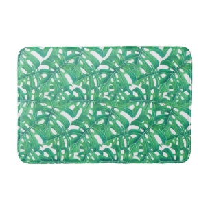 Tapete De Banheiro Padrão das folhas tropicais de monstera verde