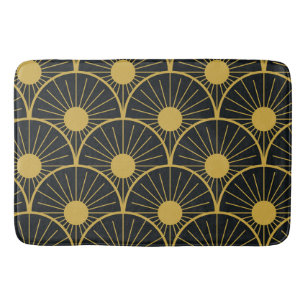 Tapete De Banheiro Padrão de Abstrato de arte preto e Dourado