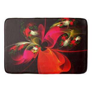 Tapete De Banheiro Padrão de Abstrato de Arte Vermelha Verde Floral M