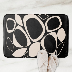 Tapete De Banheiro Padrão de Abstrato de Creme Preto Na moda moderno