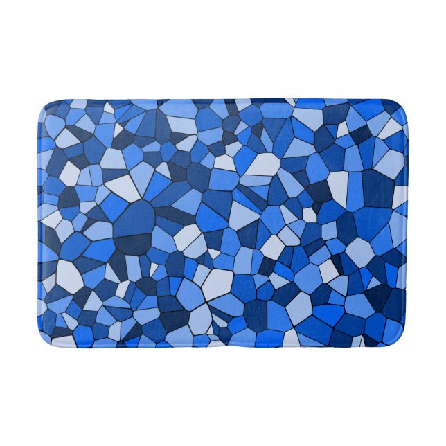 Tapete De Banheiro Padrão de Abstrato de mosaico azul moderno (Frente)
