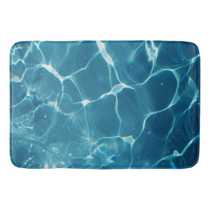 Tapete De Banheiro Padrão de Água Piscina Azul Aqua
