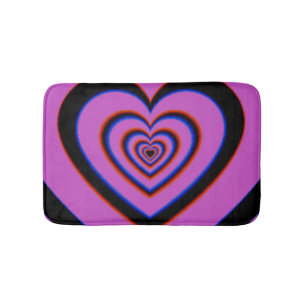 Tapete De Banheiro Padrão de Amor Cardíaco Hiponético Roxo Preto
