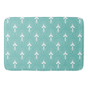 Tapete De Banheiro Padrão de arte-deco branco e verde-menta