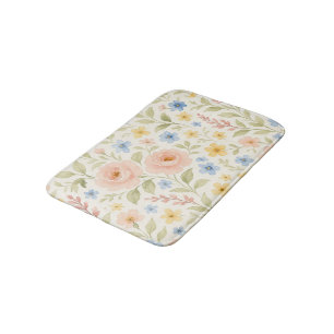 Tapete De Banheiro Padrão de Arte Floral Francesa do Chique Clássico