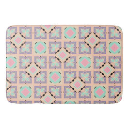 Tapete De Banheiro Padrão de Azulejo Geométrico Pastel | Rosa Lilás R