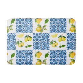 Tapete De Banheiro Padrão de Azulejo País Francês Mediterrâneo Limão