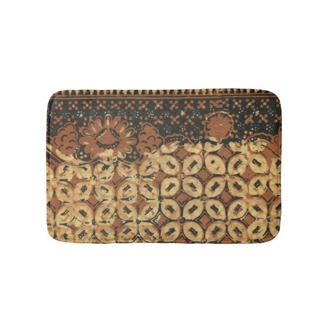 Tapete De Banheiro Padrão de Batik Kawung Indonésio Vintage Rústico (frente)