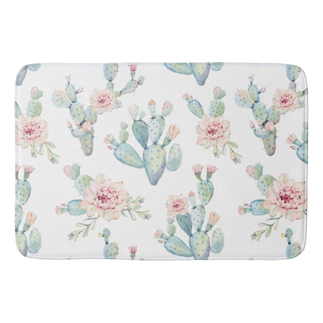 Tapete De Banheiro Padrão de Boho Cactus Elegante (Frente)