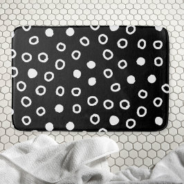 Tapete De Banheiro Padrão de bolha preto e branco minimalista