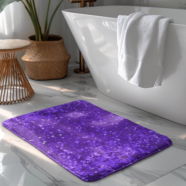 Tapete De Banheiro Padrão de Brilho Falso Glam Roxo Profundo (Criador carregado)