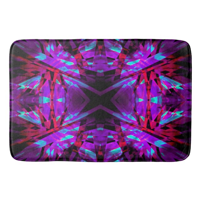 Tapete De Banheiro Padrão de caleidoscópio roxo e vermelho (Frente)