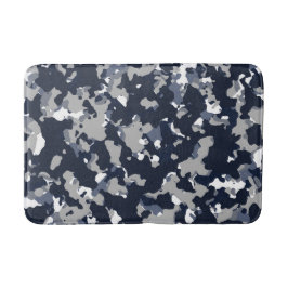 Tapete De Banheiro Padrão de Camuflagem Azul Cinza Branco Camo