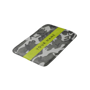 Tapete De Banheiro Padrão de Camuflagem Cinza, Seu nome, Personalizar