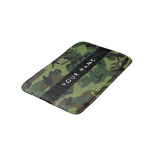 Tapete De Banheiro Padrão de Camuflagem Verde, Seu nome, Personalizar