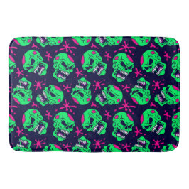 Tapete De Banheiro Padrão de Caveiras de Zumbi Neon