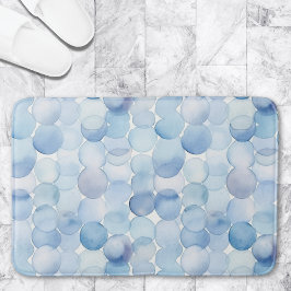 Tapete De Banheiro Padrão de Círculos Brancos Azul Pastel Aquarela
