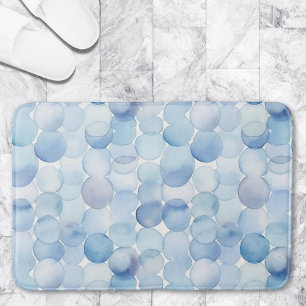 Tapete De Banheiro Padrão de Círculos Brancos Azul Pastel Aquarela