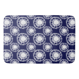 Tapete De Banheiro Padrão de Círculos Shibori Azul e Branco