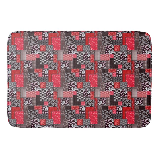 Tapete De Banheiro Padrão de Colcha Floral de Patchwork Retro (Frente)