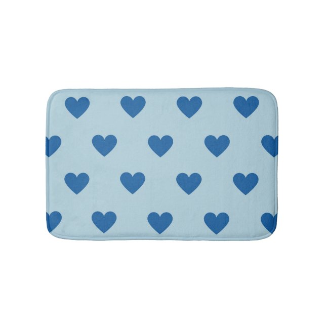 Tapete De Banheiro Padrão de Coração Simples Azul (frente)