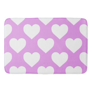 Tapete De Banheiro Padrão de Corações Cor-de-Rosa e Branco