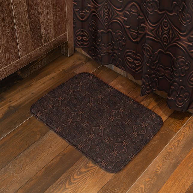 Tapete De Banheiro Padrão de Couro e Couro Floral Barroco (Criador carregado)