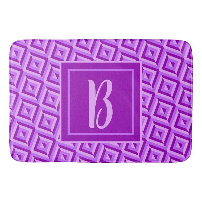 Tapete De Banheiro Padrão De Diamante De Três Toneladas Roxo Monogram (Frente)