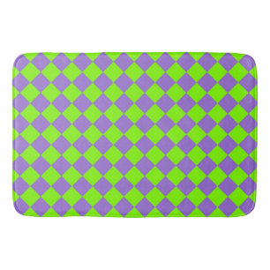 Tapete De Banheiro Padrão de Diamante do Verificador Verde Roxo