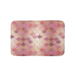 Tapete De Banheiro Padrão de Escala de Sereia do Shimmer Dourado rosa