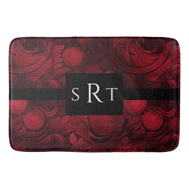 Tapete De Banheiro Padrão de espiral de Abstrato vermelho escuro (Frente)