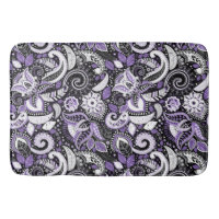 Padrão de Estampa Paisley Branco Roxo Preto