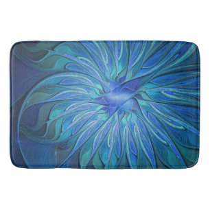 Tapete De Banheiro Padrão de fantasia de flores azuis, arte frontal A