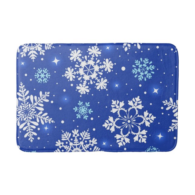 Tapete De Banheiro Padrão de floco de neve	 (Frente)