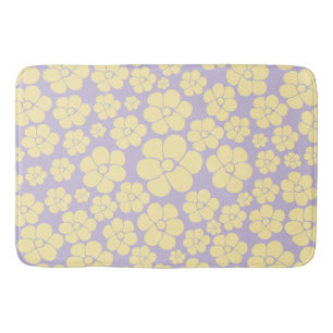Tapete De Banheiro Padrão de Flor - Amarelo e Púrpura Pastel