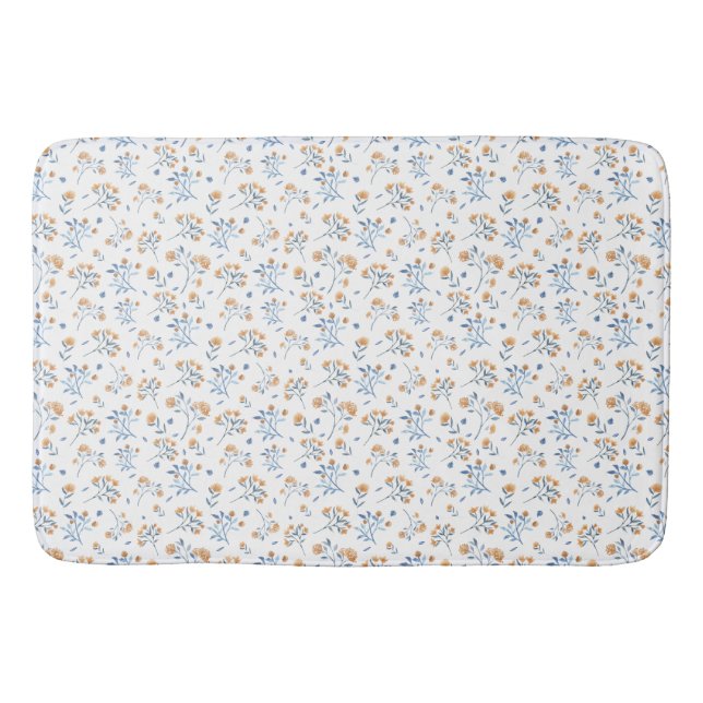 Tapete De Banheiro Padrão de Flor Branca Simples Limpo (Frente)