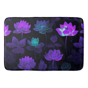 Tapete De Banheiro Padrão de Flor Neon Lotus Vibrante