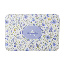 Padrão de Flor Silvestre Aquarela Azul Nome Person