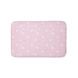 Tapete De Banheiro Padrão de Flor Silvestre Rosa e Branco Atenuado