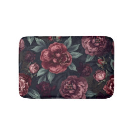 Tapete De Banheiro Padrão de Flores Mal-humoradas Aquarela Vermelho E