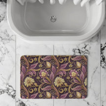 Padrão de Flores Relevo Roxo e Dourado