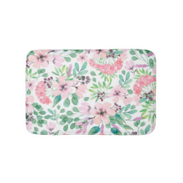 Tapete De Banheiro Padrão de Flores Rosa das Aquarelas da Toscana