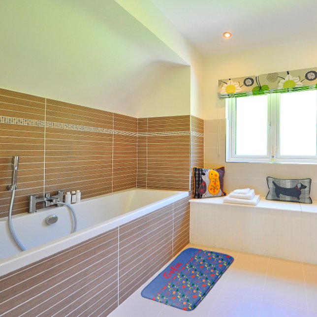 Tapete De Banheiro Padrão de flores silvestres papoila azul (Criador carregado)