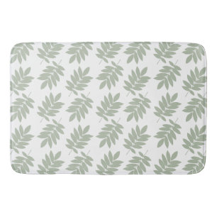 Tapete De Banheiro Padrão de Folha de Idoso Verde+Branco